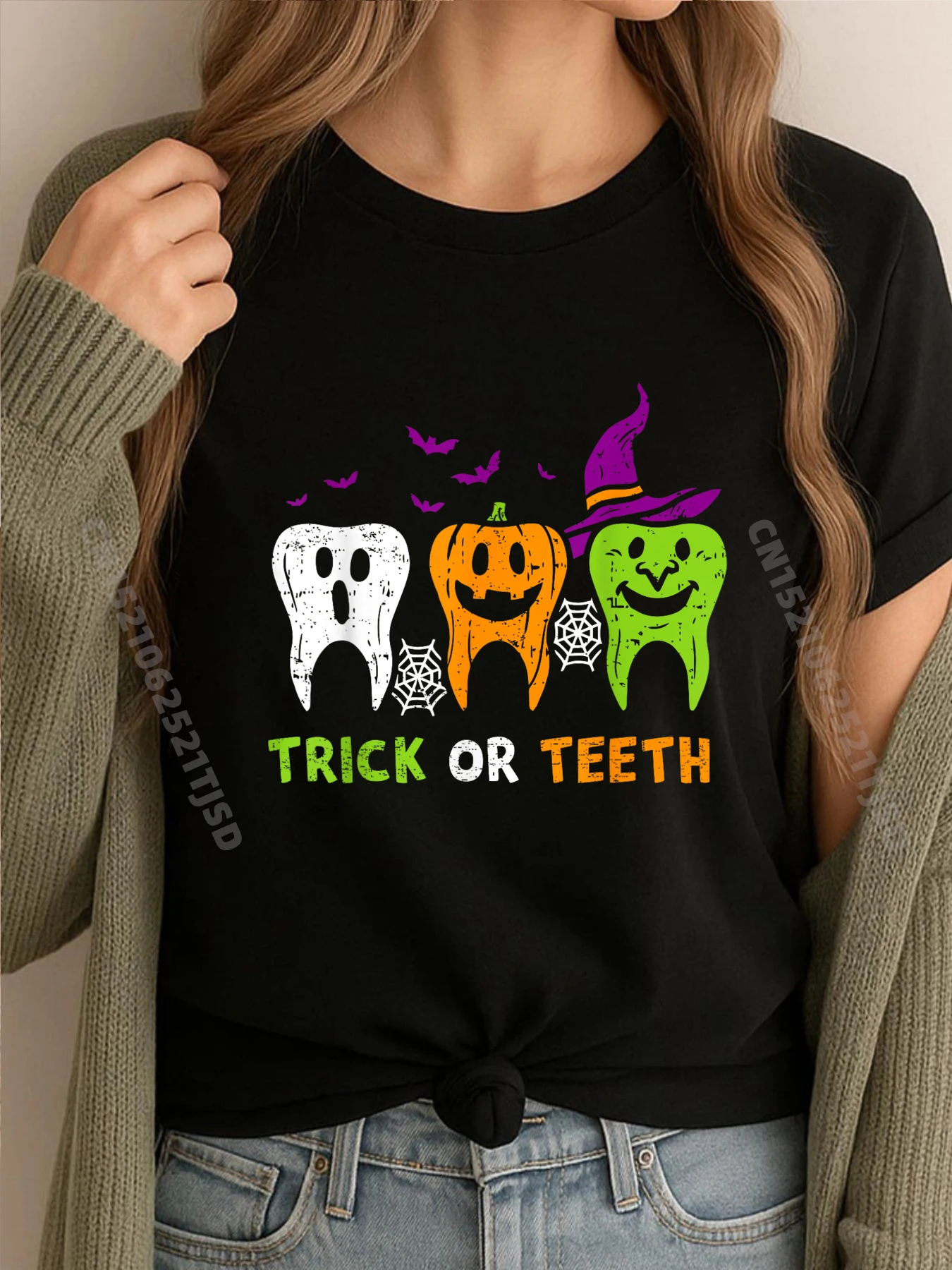 

Забавный зубной отряд «Кошелек или зубы», футболки с рисунком стоматолога на Хэллоуин, футболки с иллюстрацией