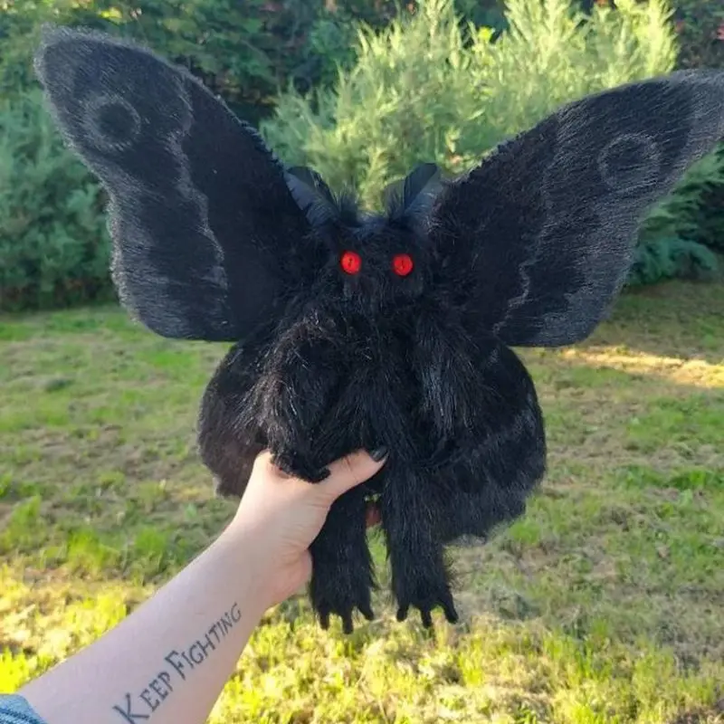 Plush Toys Cartoon Gothic Mothman  Decoration For Home Soft Stuffed Animal Plushie Doll Halloween Party Cosplay Prop Accessories