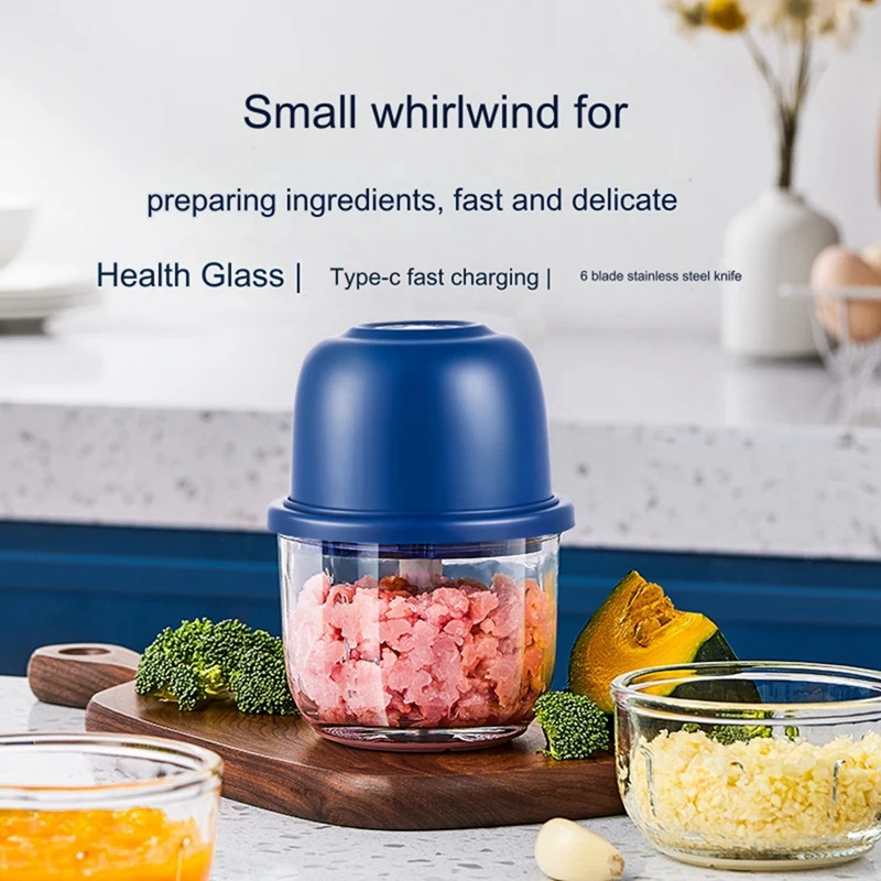 

Portable And Cordless Garlic Chopper, Mini Food Processor With USB Charging For Onions And Meats