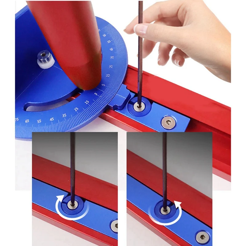 Miter pengukur gergaji meja/Router, alat pengukur rakitan pagar profil aluminium dengan rel berhenti, tukang kayu DIY