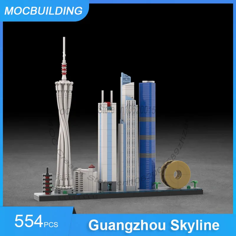 

Гуанчжоу Skyline MOC строительные блоки архитектурная модель дисплея DIY сборка кирпичей креативные развивающие рождественские игрушки подарки 554 шт.