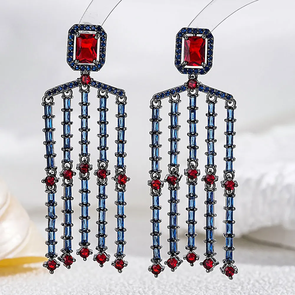 

Missvikki Vintage Long Shiny Tassel Drop Earrings For Women Wedding Party Hollow Engraving Dubai Bridal Earrings Fashion Jewelry