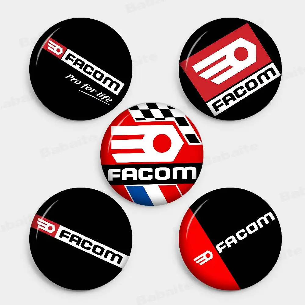 F-FACOM Logo Round Button Pins Slogan Creative Brooches Backpack Clothes Decoration Fashion Cartoon Jewelry Gifts