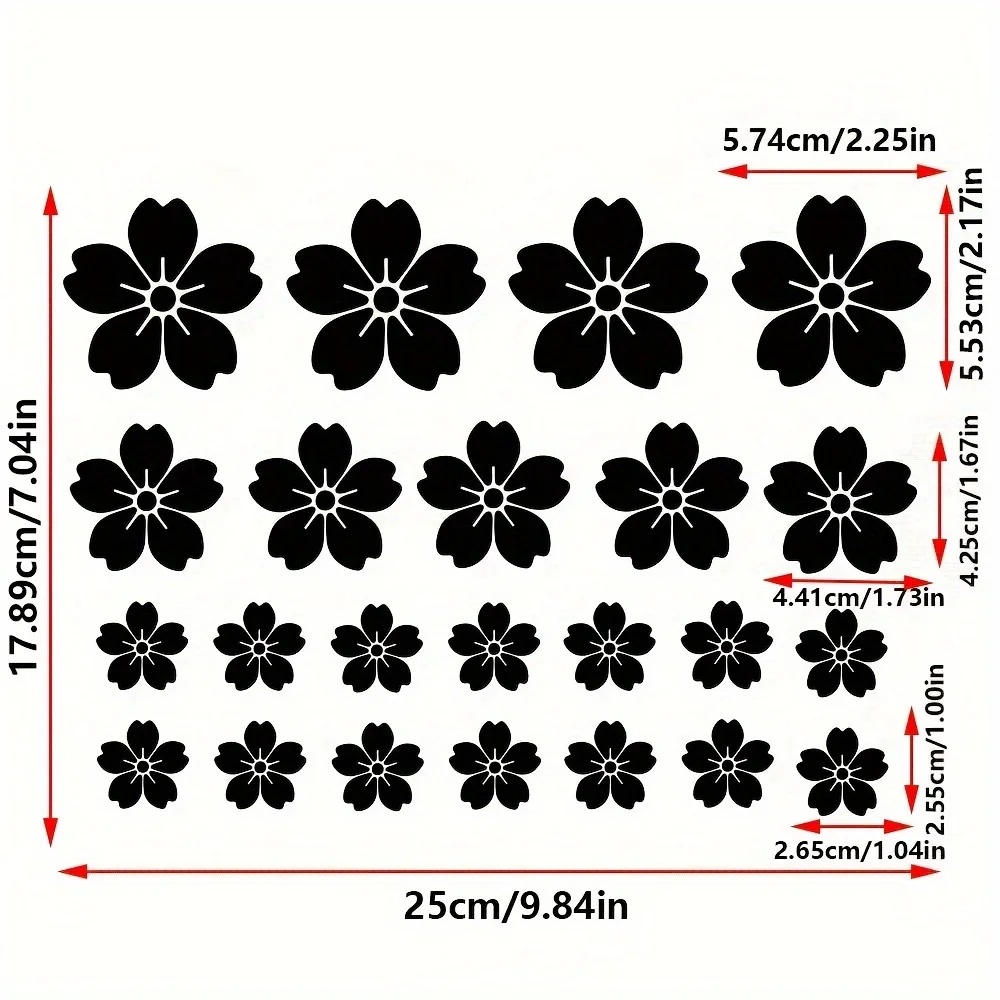 23pcs Sakura Car Decals Vinyl Refit Flower Stickers Waterproof Car Sticker for Hood Windows Body Door Auto Exterior Accessories