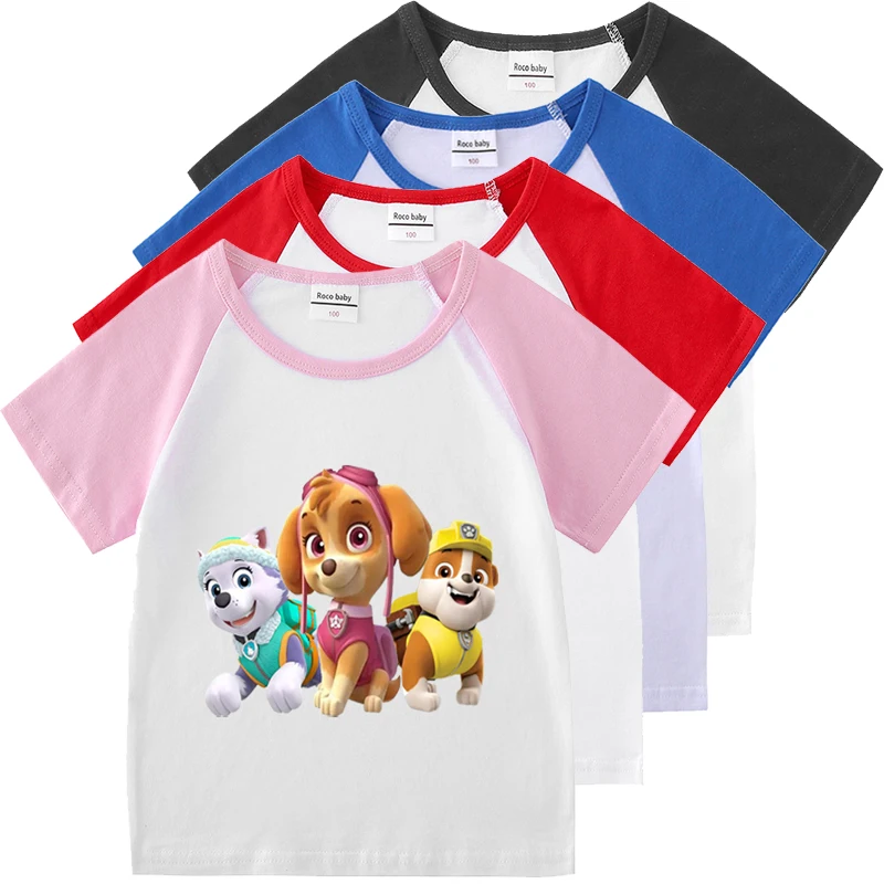 Children's PAW Patrol T-Shirt Kids Clothes Boys Girls Summer Cartoon Tops Short Sleeve Clothes 100% Cotton Baby Clothing