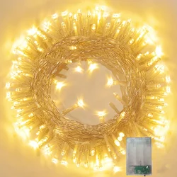 1/2/4/10M LED Outdoor Lights Garland Fairy Light Battery-operated Waterproof Christmas Ornament Wedding Garden New Year's Decor