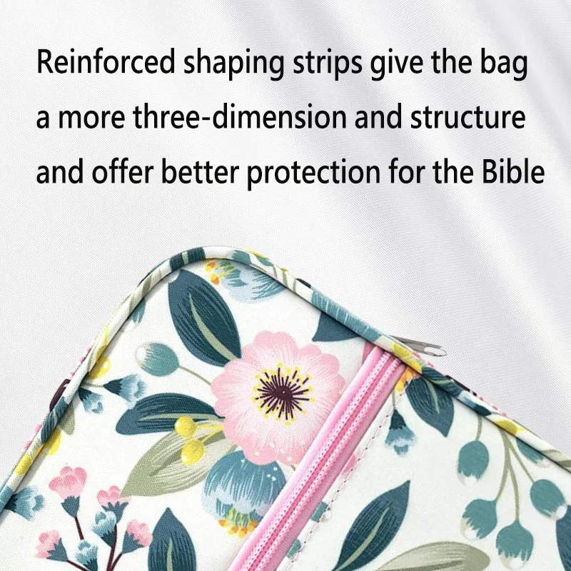 Bible Cover with Handle for Standard Size Bible, Book Case for Women Girls Scripture Tote Study Organizer with Pockets Zipper