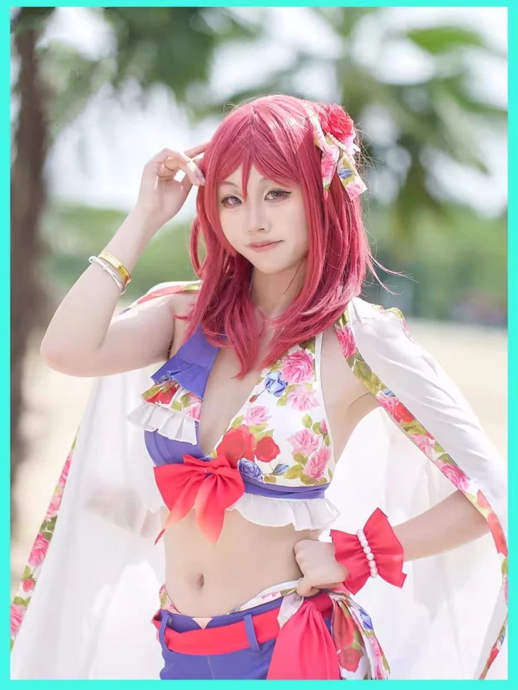 Anime Lovelive Maki Nishikino Cosplay Women Lovely Swimsuit Role Play Clothing Summer Beach Swimwear Singing Suit New 2024