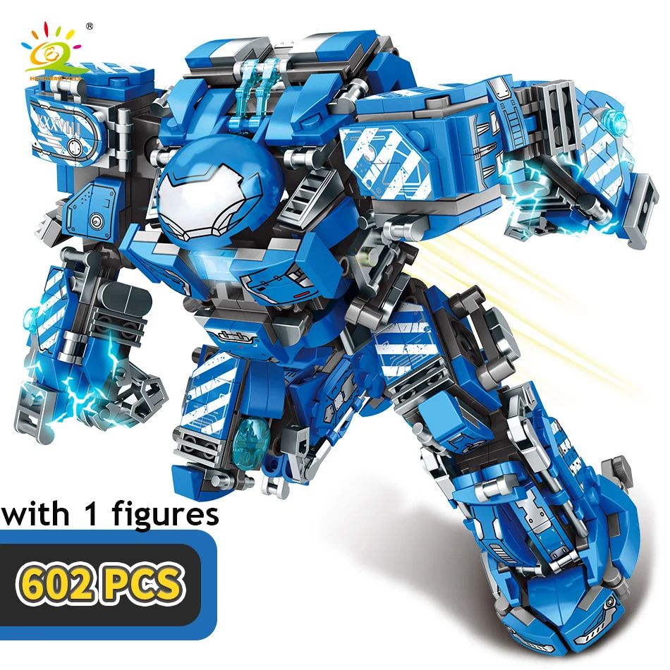 HUIQIBAO City War Super Armor Robot Building Blocks Military Warrior Mecha Figures Weapon Bricks Toys Man For Children Gift