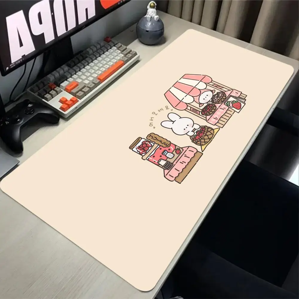 Grande Gato Kawaii Gaming Mouse Pad, Tapete de Mesa de Borracha Anti-Slip, Borda Costurada, Computador Gamer Mousepad