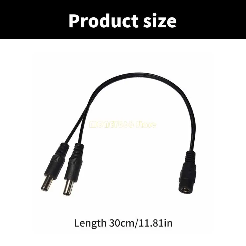 F62C DC5.5x2.1mm Power Splitter 1 Female to 2 Male Power Splitter Cable for Device Integration in Electronics