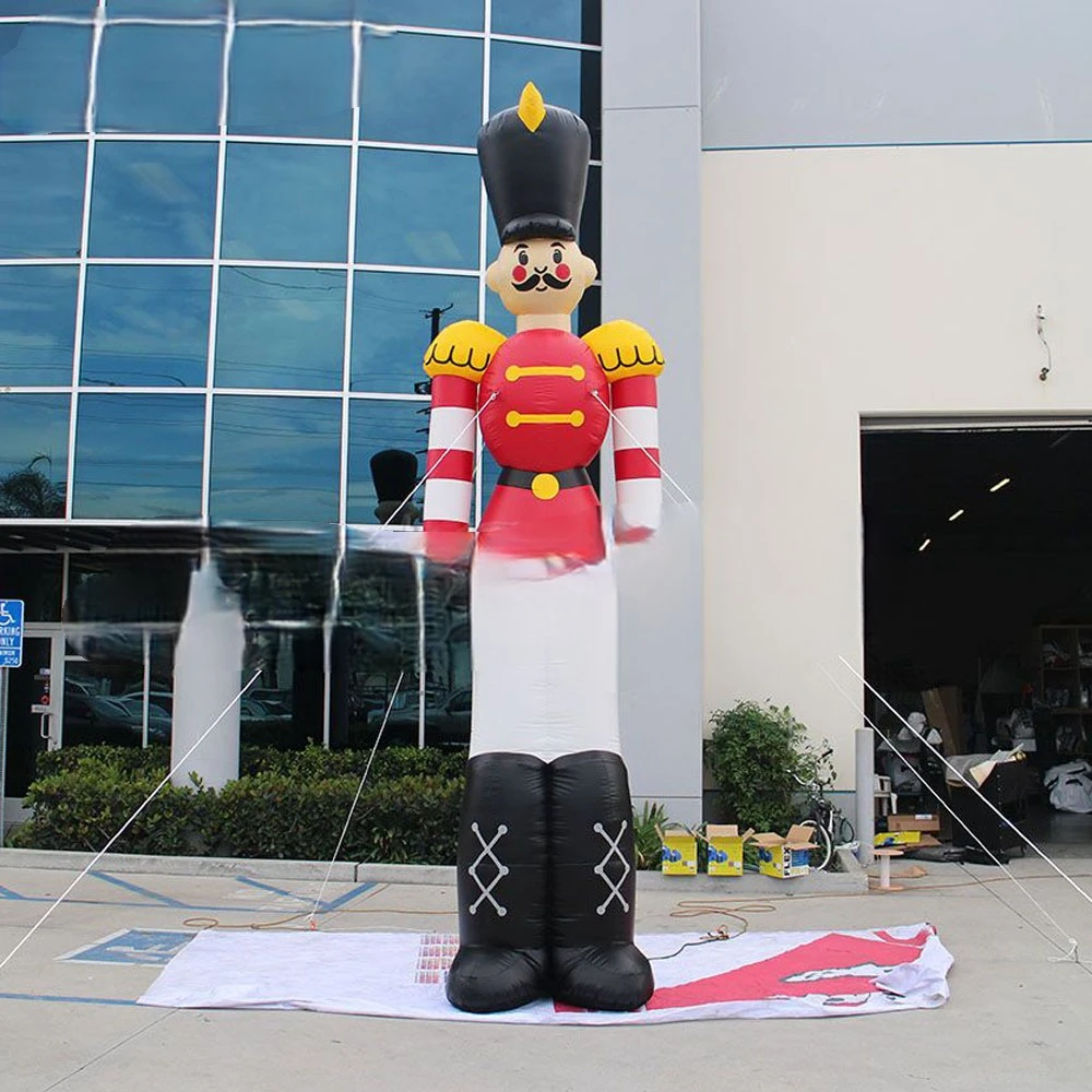 Nutcracker Soldier 6 Meter Inflatable  with Black Boots Christmas Mascot Decoration Outdoor Use Customized Advertising