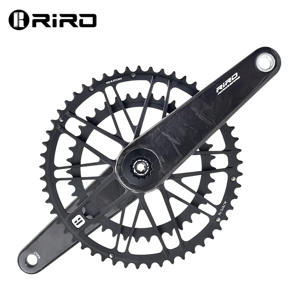 RIRO Carbon Fiber Road Bicycle Crankset 165/170/172.5mm Length Crank Single/Double Chainring Use for DUB 29mm Intermediate Shaft