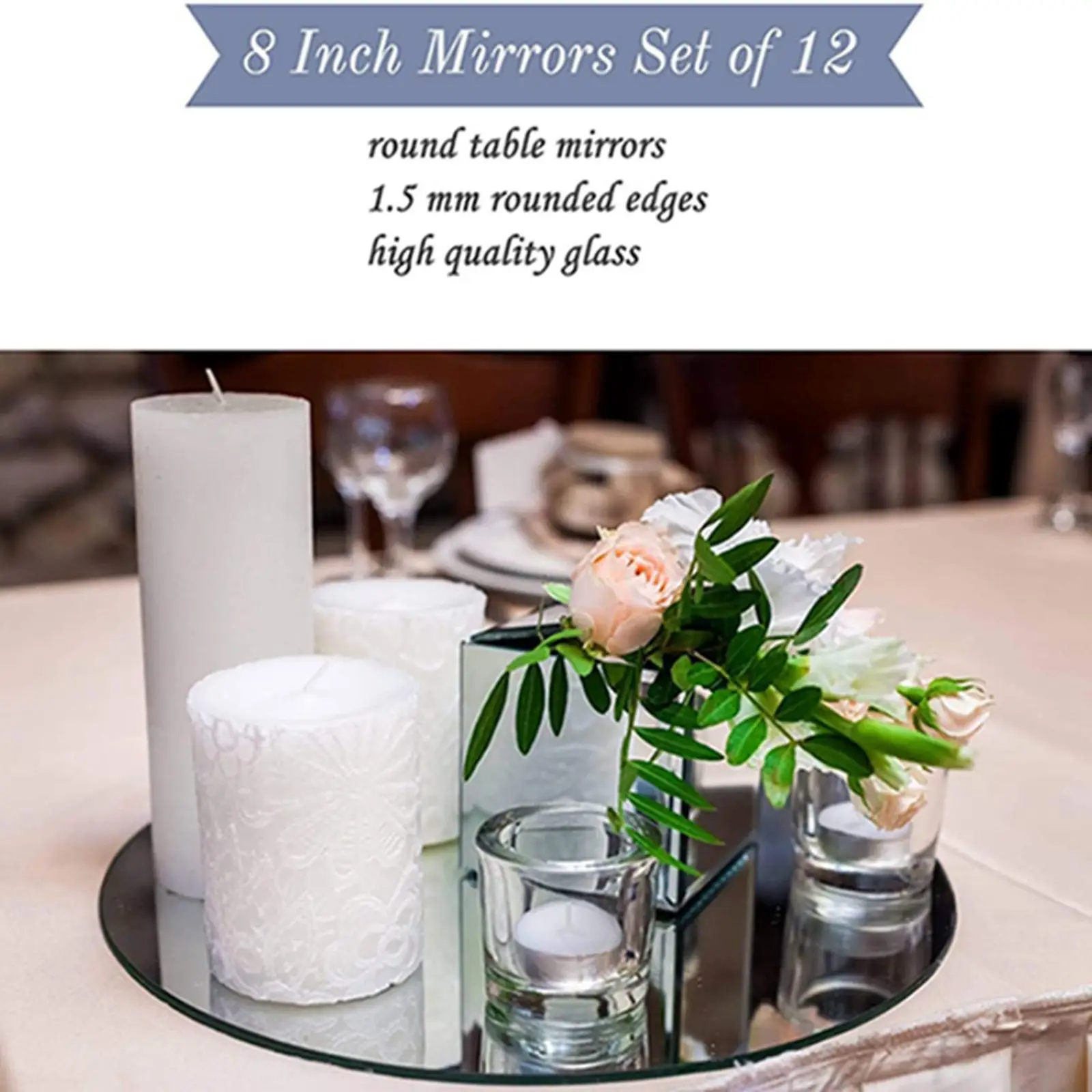 Decorative Acrylic Mirror Tray Round Center Tray for Coffee Table Vanity Organizer and Wedding Ornament