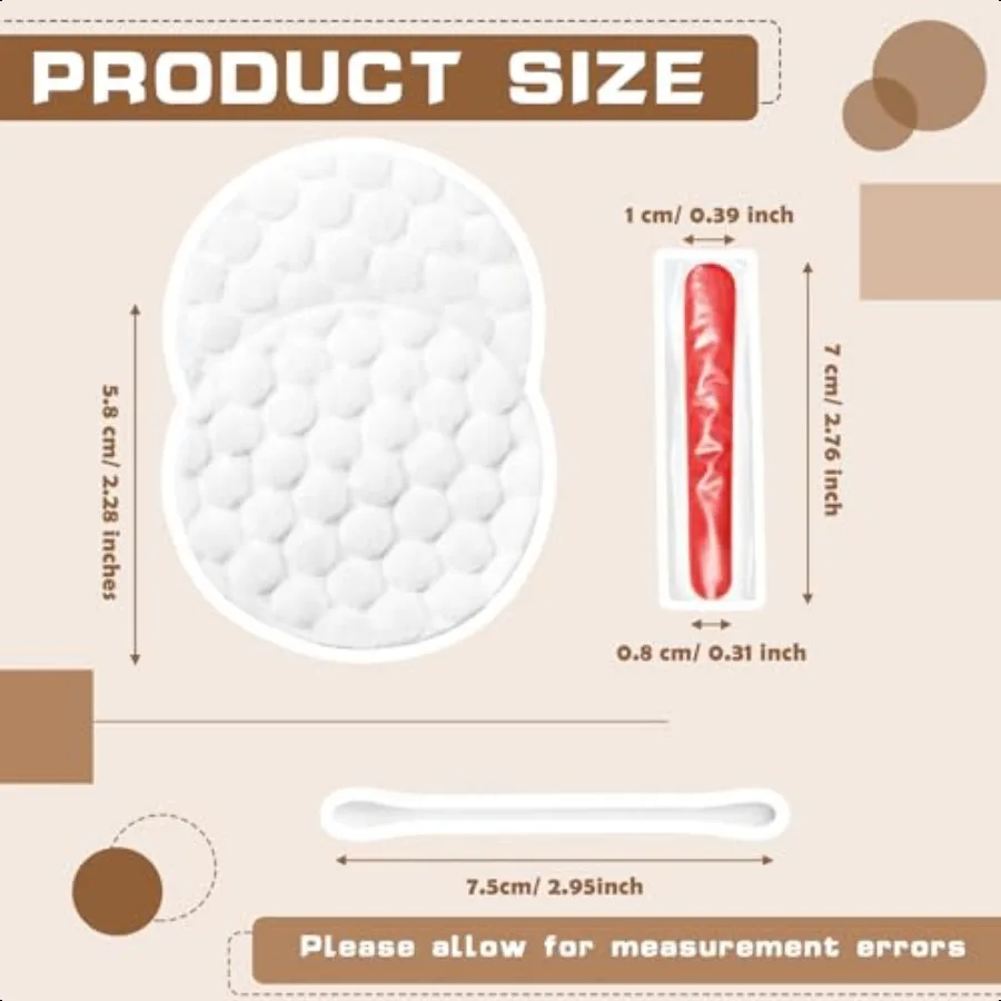 100개 호텔 세면도구 키트 개별 포장 호텔 어메니티 여행용 크기 호스피탈리티 패드 각 2개의 화장솜 패드와 4개의 티슈 포함