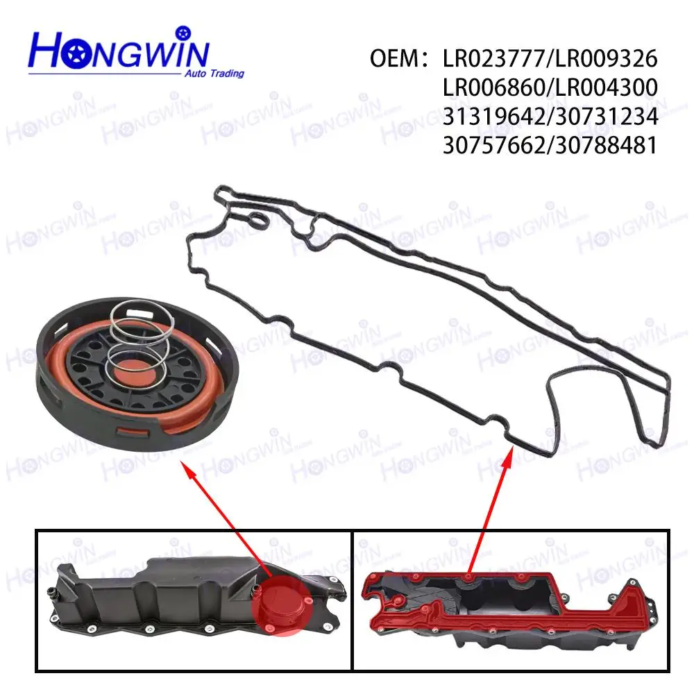 Kits de reparación de PCV LR02377, cubierta y junta de válvula para Volvo XC60 XC70 S80 07-15, reparaciones de válvulas PCV compatibles con Land Rover LR2 3.2L 08-12