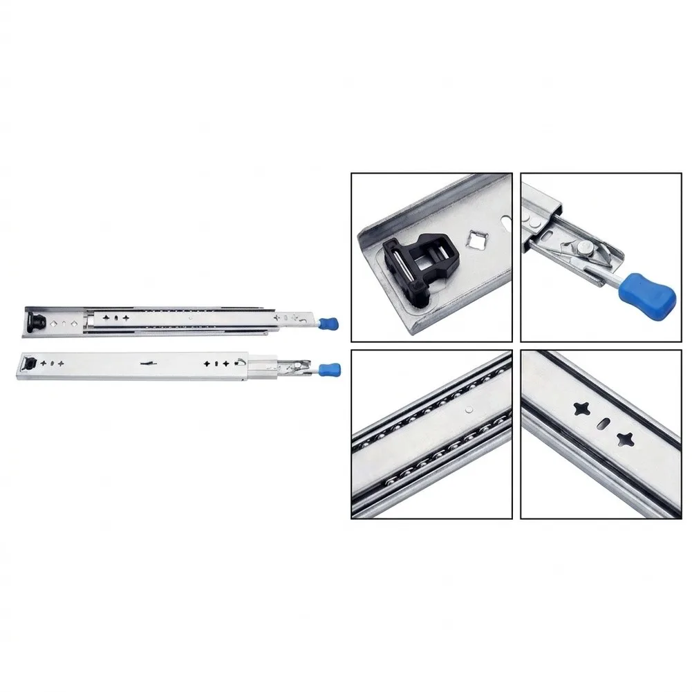 Industrial Grade 53mm Lockable Slide Rails with Buffer for RVs Cabinets and Drawers 10inch to 16inch Adjustable Lengths