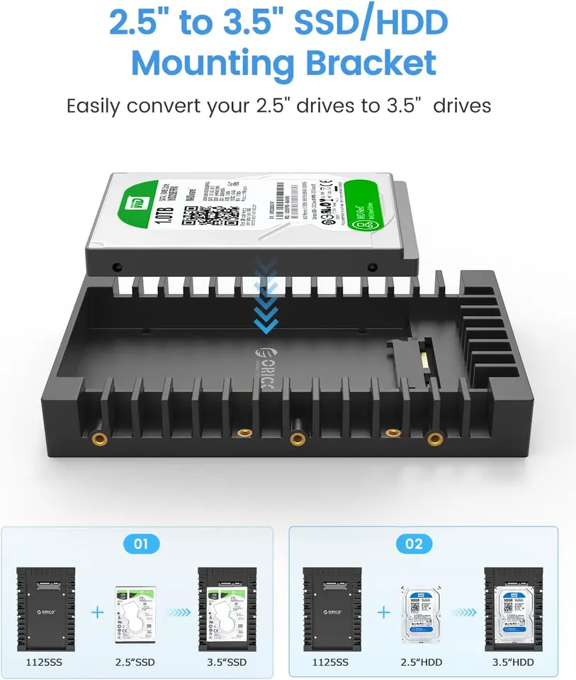 ORICO حامل محرك الأقراص الثابتة يدعم SATA 3.0 ويدعم HDD و SSD مقاس 2.5 بوصة بسماكة 7 ملم و9.5 ملم و12.5 ملم إكسسوارات الكمبيوتر - 2