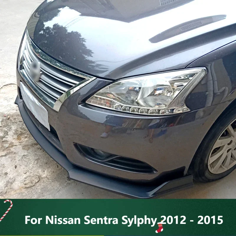 

New! Front Bumper Spoiler Protector Plate Lip Body Kit For Nissan Sentra Sylphy 2012 - 2015 Carbon Surface Car Chin Shovel