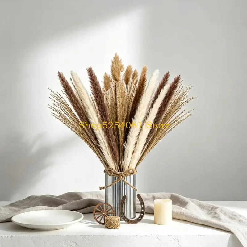 AXYC 132Pcs Farmhouses Western Table Centerpieces Decors Set with Galvanized Metal Vases and Horseshoe, Wagon-Wheel, and