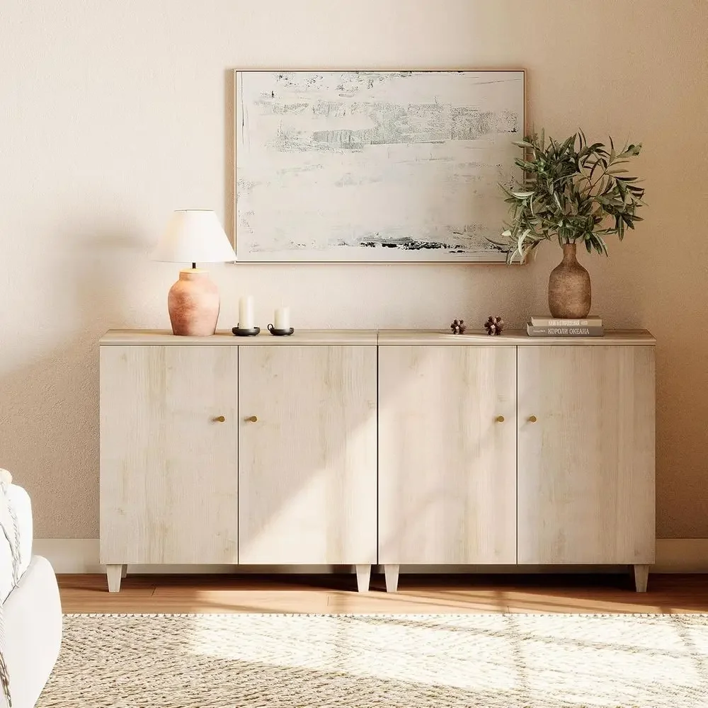 

Long Drer or Bedroom, 2-in-1 Natural Oak Wood ern Drer Chest or Closet Storage Organizer with 6 Comparents, Doand Solid Legs or