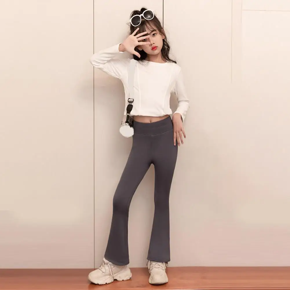 Flare Pants Kids Girls High Waist Leggings Stretch Flared Pants Wide Leg V-Shaped Waist Sports Pants Tight Yoga Leggings Casual