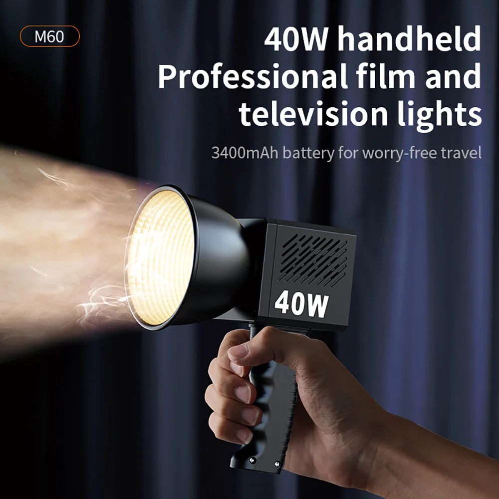 

40W 60W COB Video Light Photographic LED Light CRI90+ 2700-7500K Bi-Color Video Ligh Professional Studio Light for Camera Video