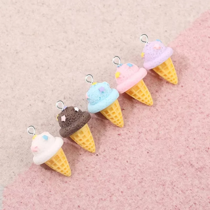 10pcs Mini Ice Cream Resin Charms Star Sundae Food Jewelry Findings DIY Craft Pendants for Sweet Earring Making