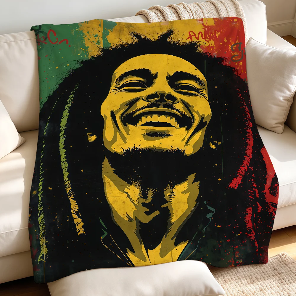 Singer B-Bob Marley Blanket Warm Fuzzy Plush Throw Comfortable Skin Friendly Soft Sofa Living Room Bed Bedspread
