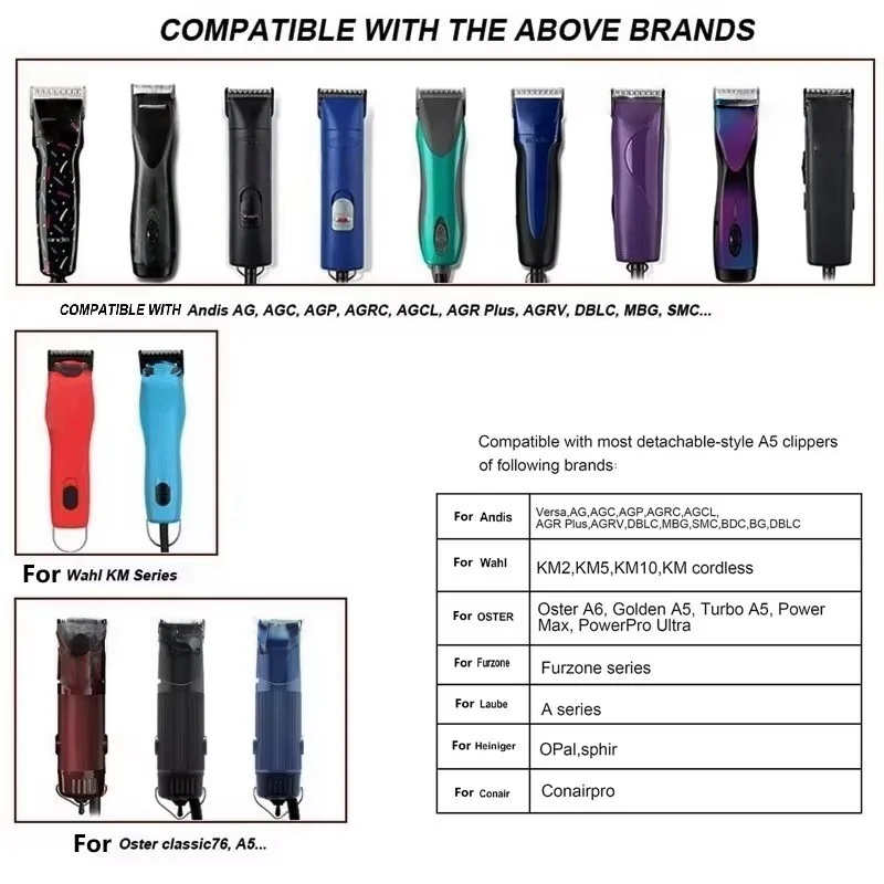5FC انفصال كلب القط الاستمالة الشعر المتقلب شفرة ل Andis ، أوستر A5 ، Wahl KM سلسلة المقص ، مصنوعة من السيراميك + الكربون الصلب