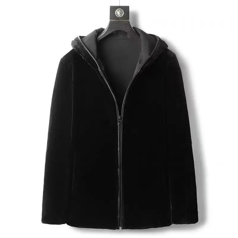 الدفء Thiened ort فضفاض الرجال معطف الشتاء ملابس خارجية غير رسمية المياه الأرنب الفراء Heaning Sle خمسة Sve سستة إغلاق