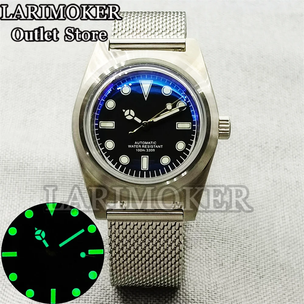 

LARIOKER 38mm Men Watch Stainless Steel Bracelet NH35A MIYOTA 8215 PT5000 Movement AR coating Dome glass Green Luminous Dial