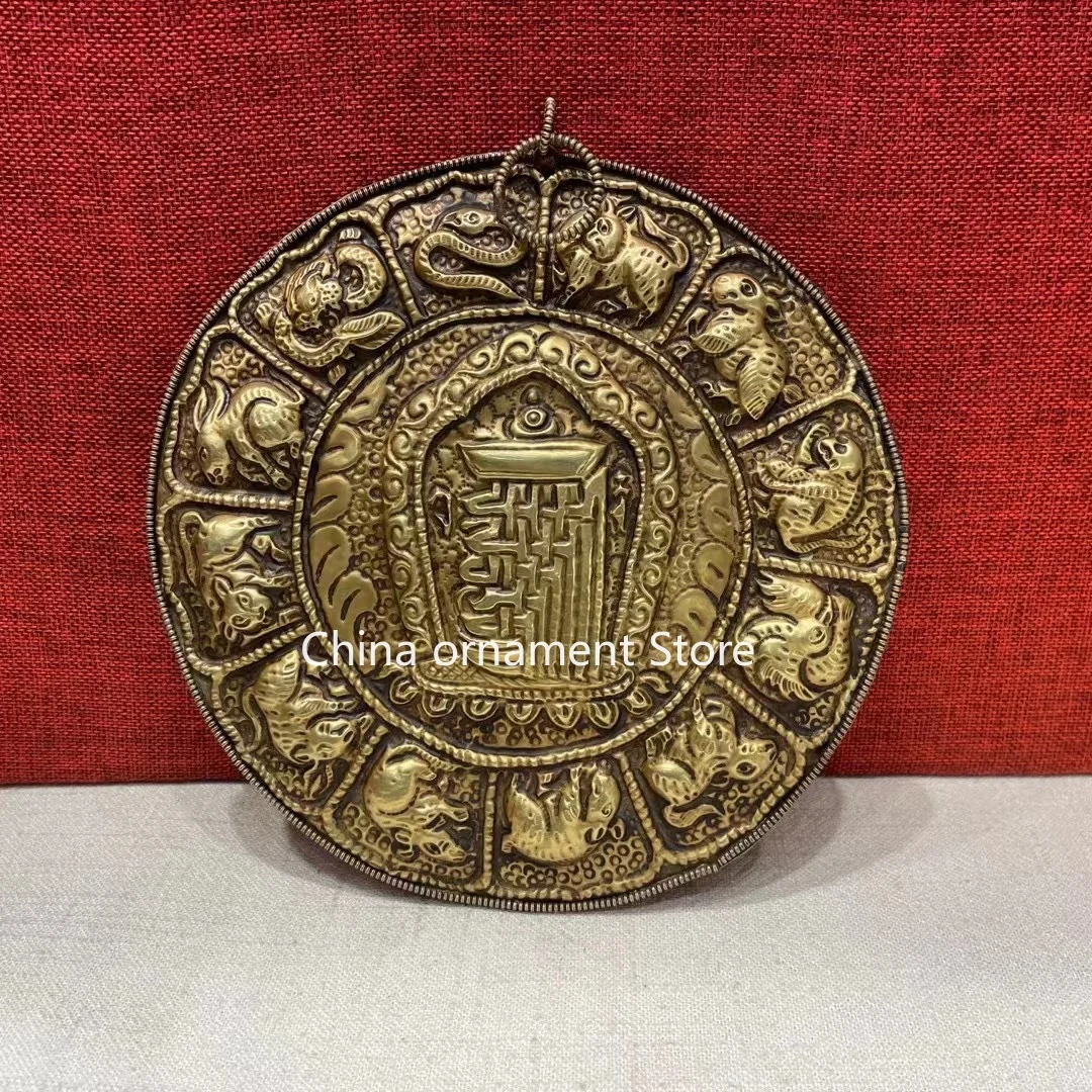 Nepalese pure copper Tibetan tantra ten-phase home ornaments, pendants, safety, diameter is about 19 cm