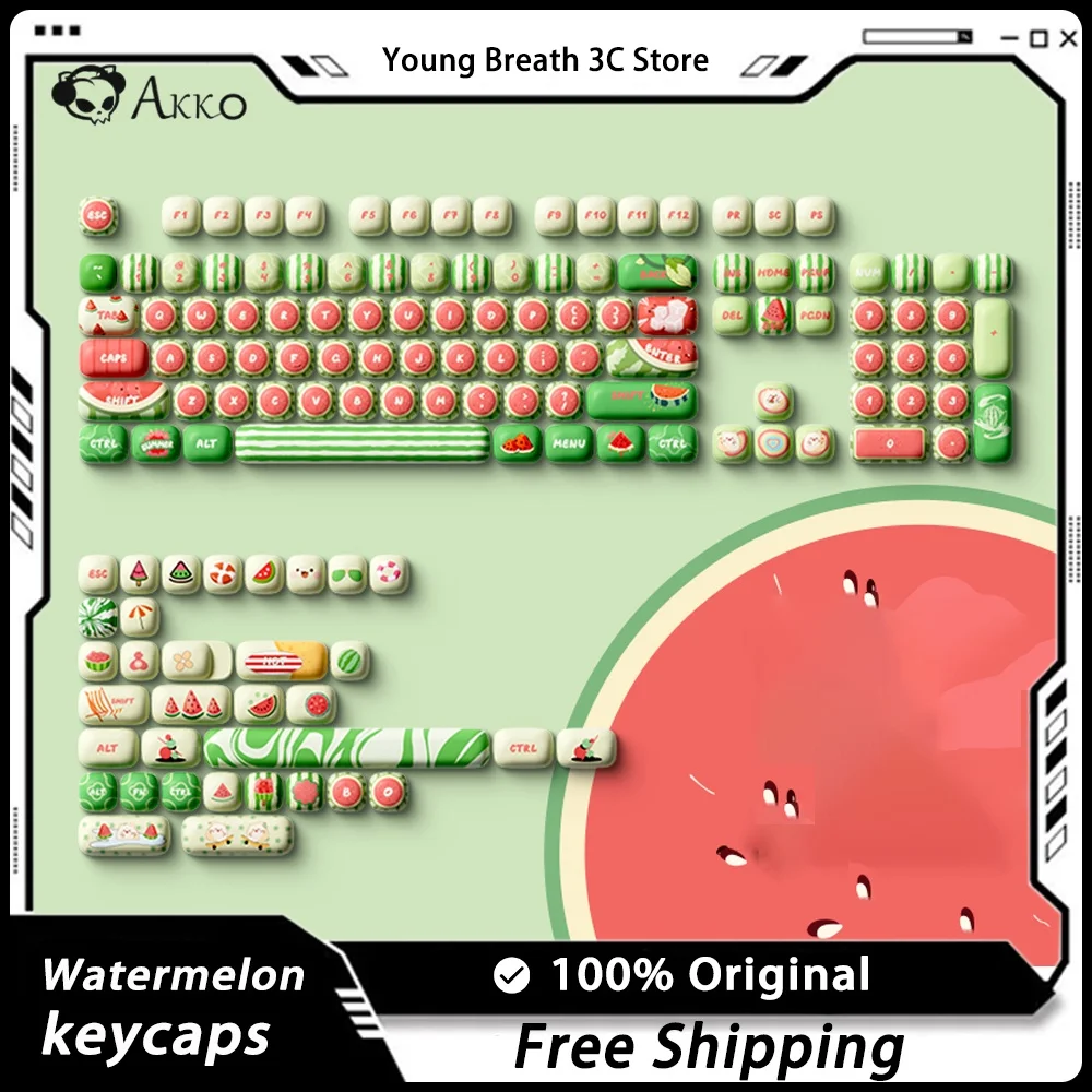 

AKKO Watermelon Keycap PBT 138 Key Ergonomic Thermal Sublimation Computer Accessories Mechanical Keyboard Keycap Customization