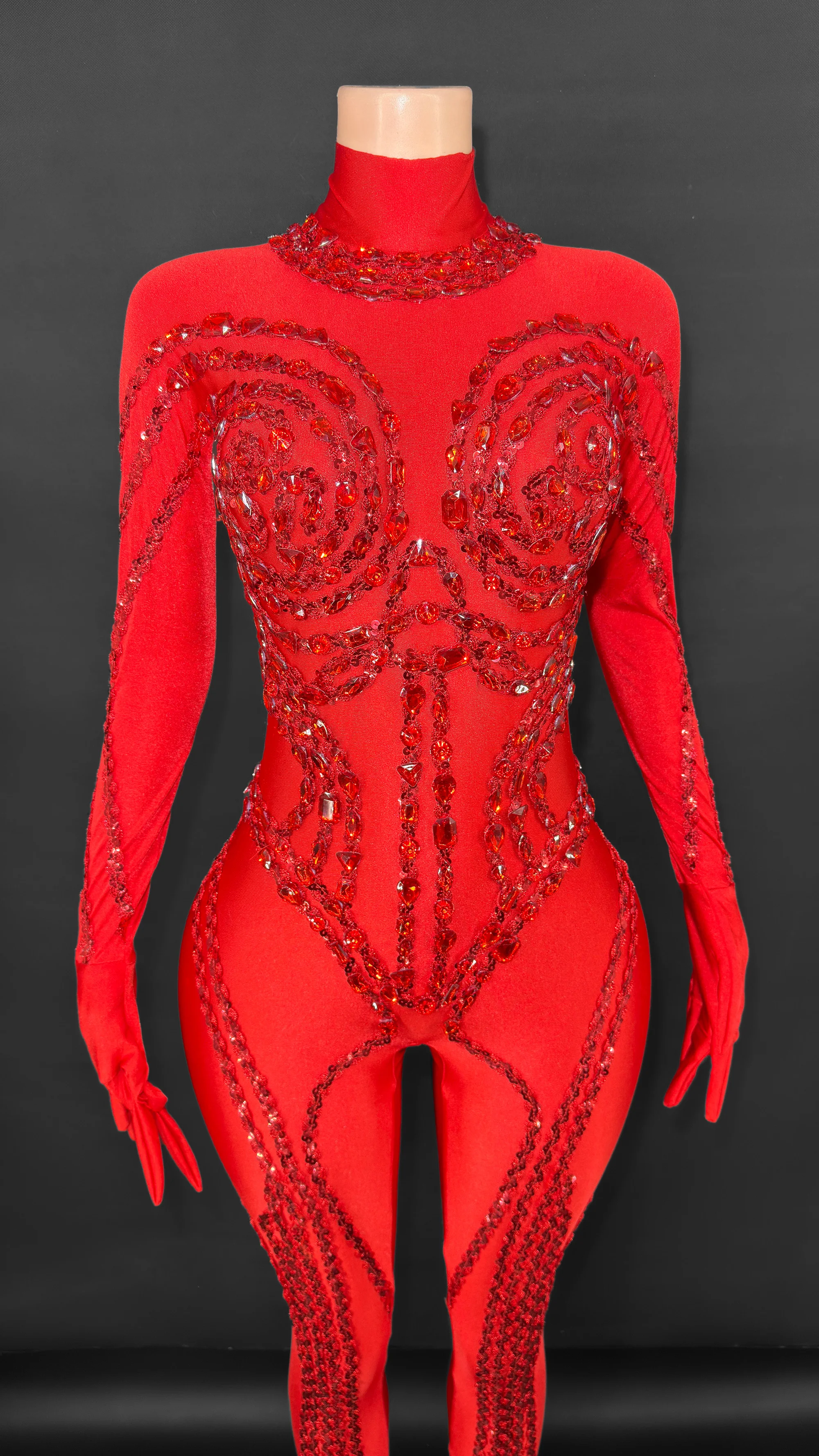 ZDラグジュアリー長袖スパンコールダイヤモンドワンピースボディスーツレディースダンス誕生日パーティーロンパース女性セクシーラインストーンジャンプスーツ