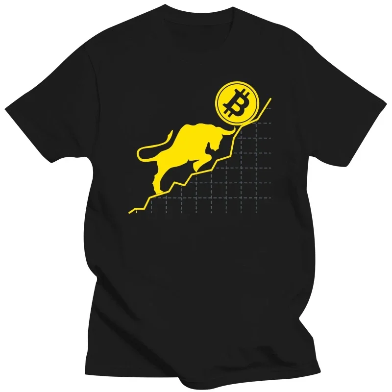 

Bitcoin Sign Art Satoshi Nakamoto Bull And The Symbol Men T Shirt Top Plus Size 100% Cotton Tees Harajuku TShirt