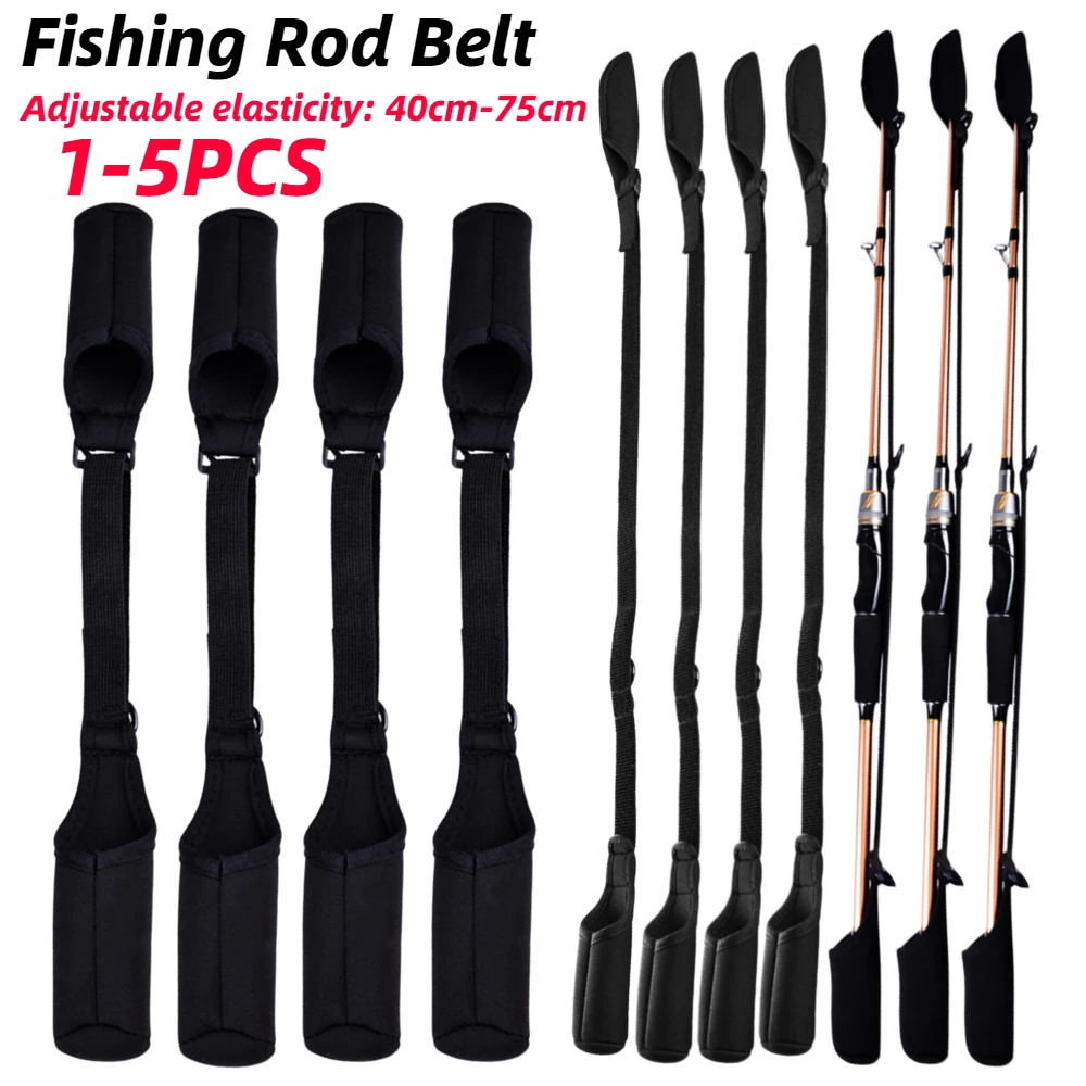 1-5PCS Fishing Rod Socks Srtap Fishing Pole Sleeves Belt Rod Protector Adjustable Rod Cover Protector for Fishing Rod Tube Case