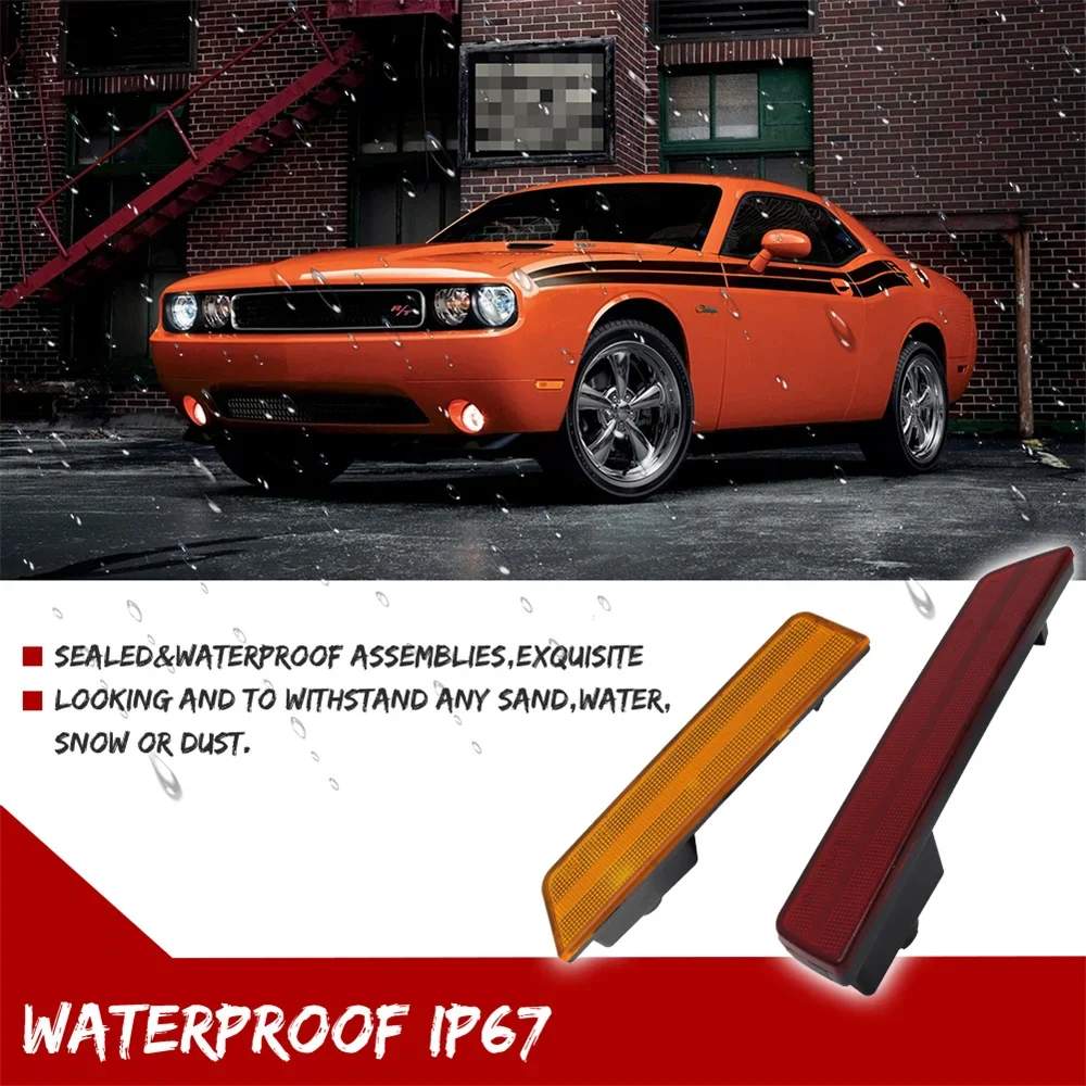Für Dodge Challenger 2008-2014 Klare LED-Seitenmarkierungsleuchten Gehäuse Doppelreihig Vorne Hinten Seitenflügel Reflektor, Ohne Glühbirne/Fassung – Detail 6