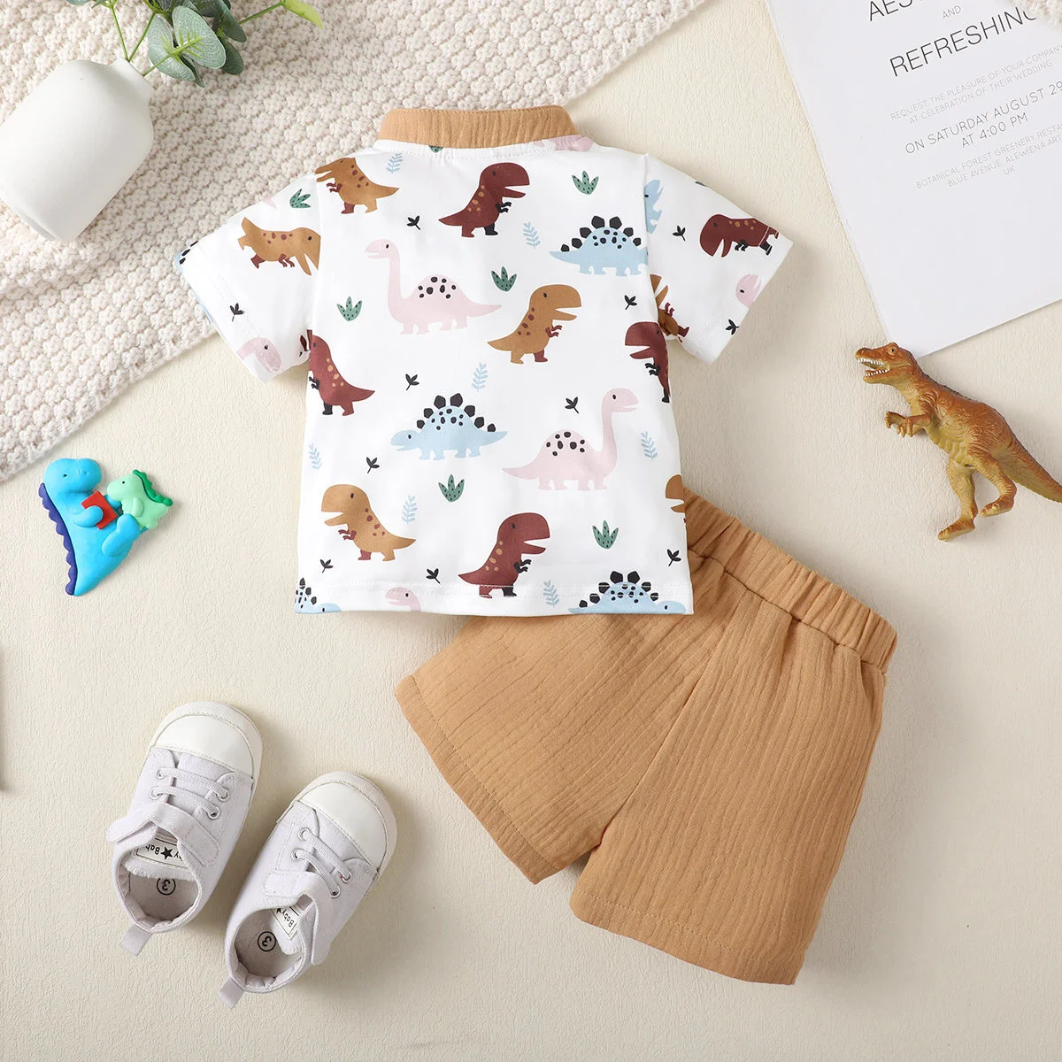 Summer 0-1 year olds Cool Boy Outfits Dinosaur Short Sleeve Short Pants 2pcs Summer Tracksuit Casual Clothing