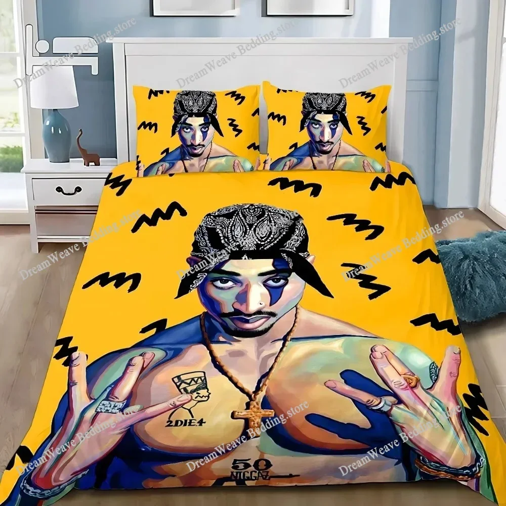 Exquisite 3D 2Pac Tupac Wallpaper Hip Hop Digital Printing Bedding Set Comforter Bed Youth Kids Girls Boys Luxury Gift