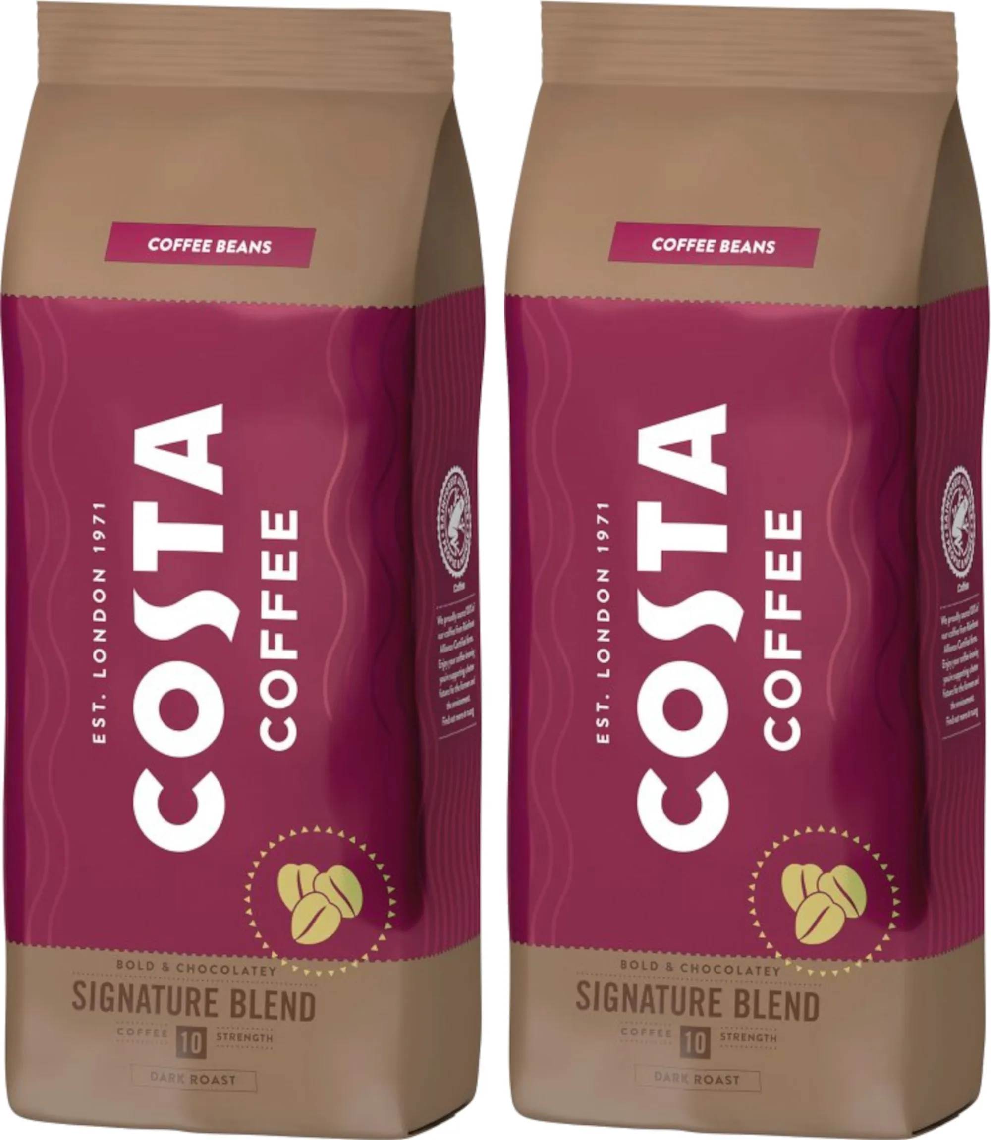 2x Kawa ziarnista palona COSTA COFFEE Signature Blend Dark Roast 1 kg/Signature Blend Medium 1kg