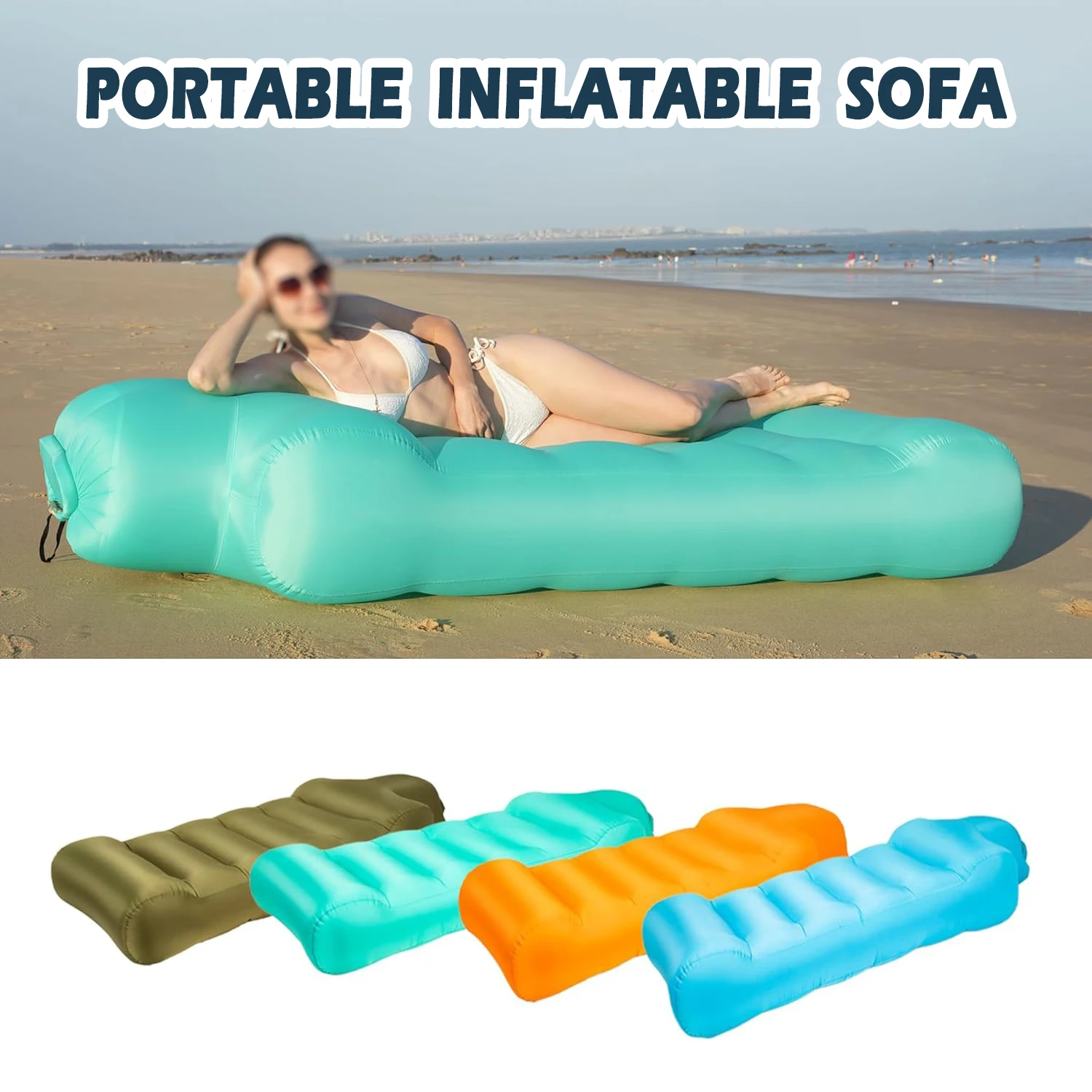 Inflatable Air Folding Couch Portable Reclining Beach Lounger Lazy Sofa Sun Bed Rest Chair Seats Coatings Furniture For Sleeping