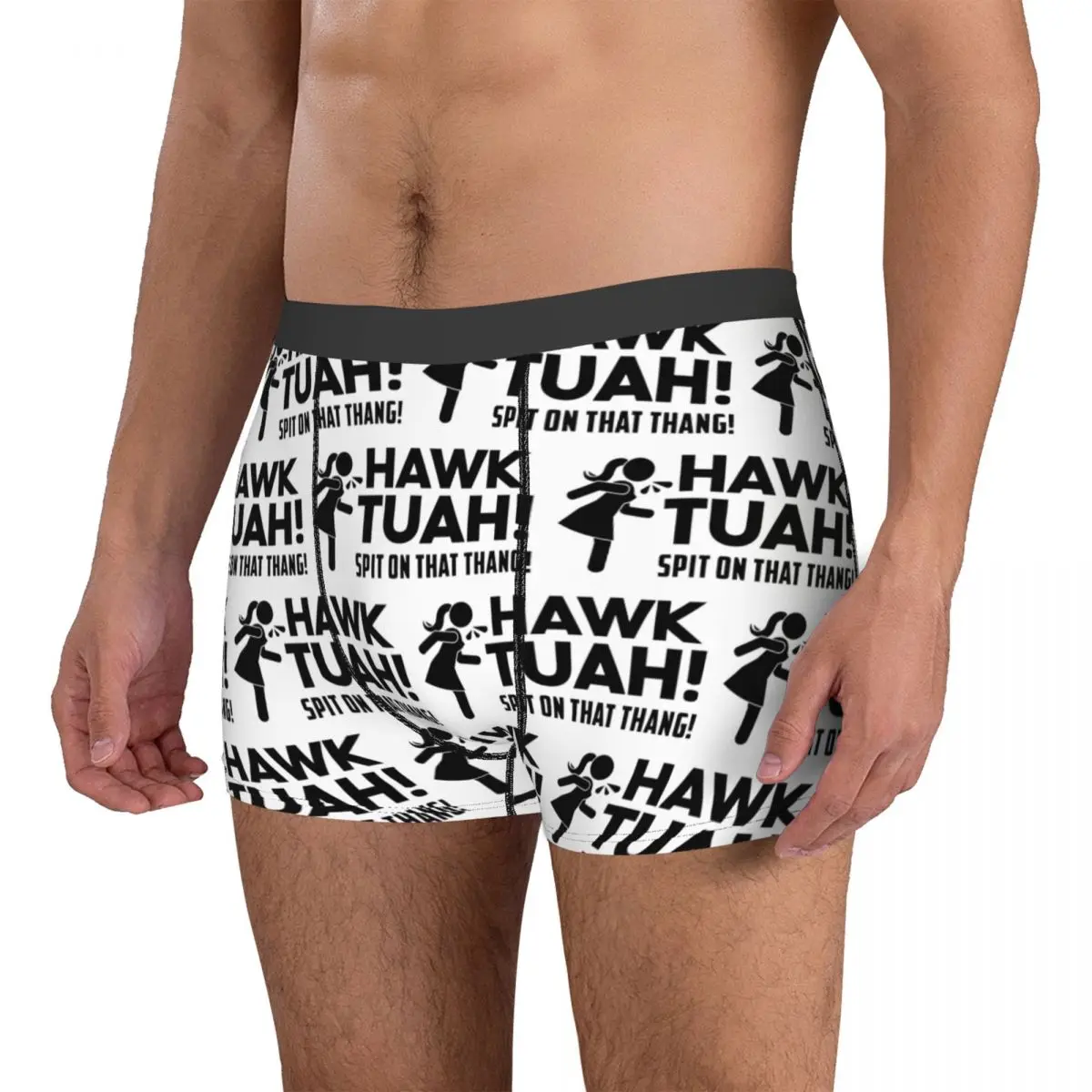 Men\'s Funny Meme Hawk Tuah Underwear Spit On That Thang Hot Boxer Briefs Shorts Panties Homme Breathable Underpants Plus Size