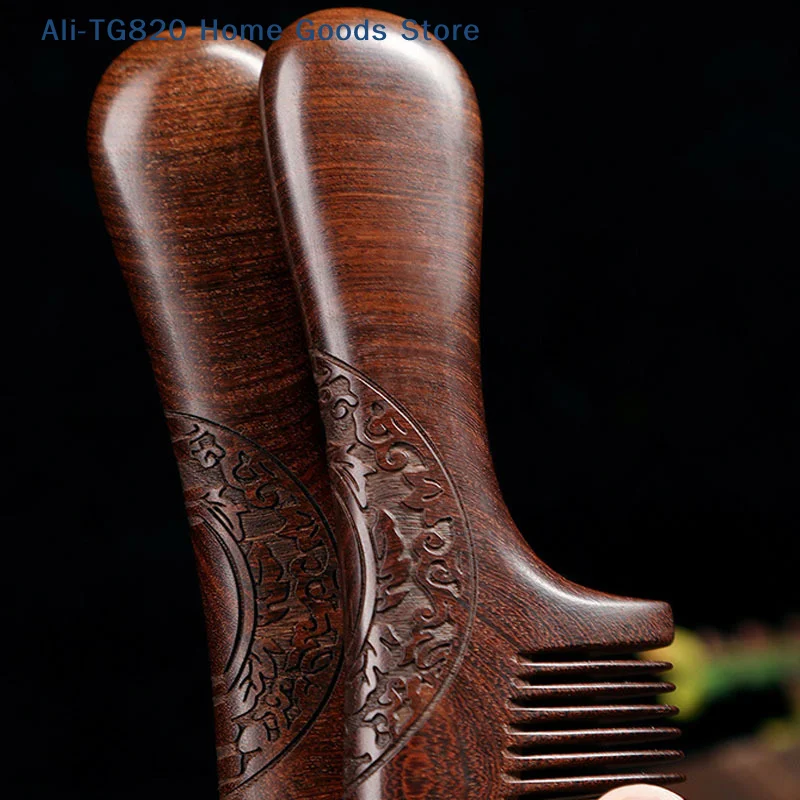 

[TG820]Unisex Sandalwood Comb Women Men Home Travel Wood Anti-Static Fine-Tooth Comb Wooden Handles Hair Comb