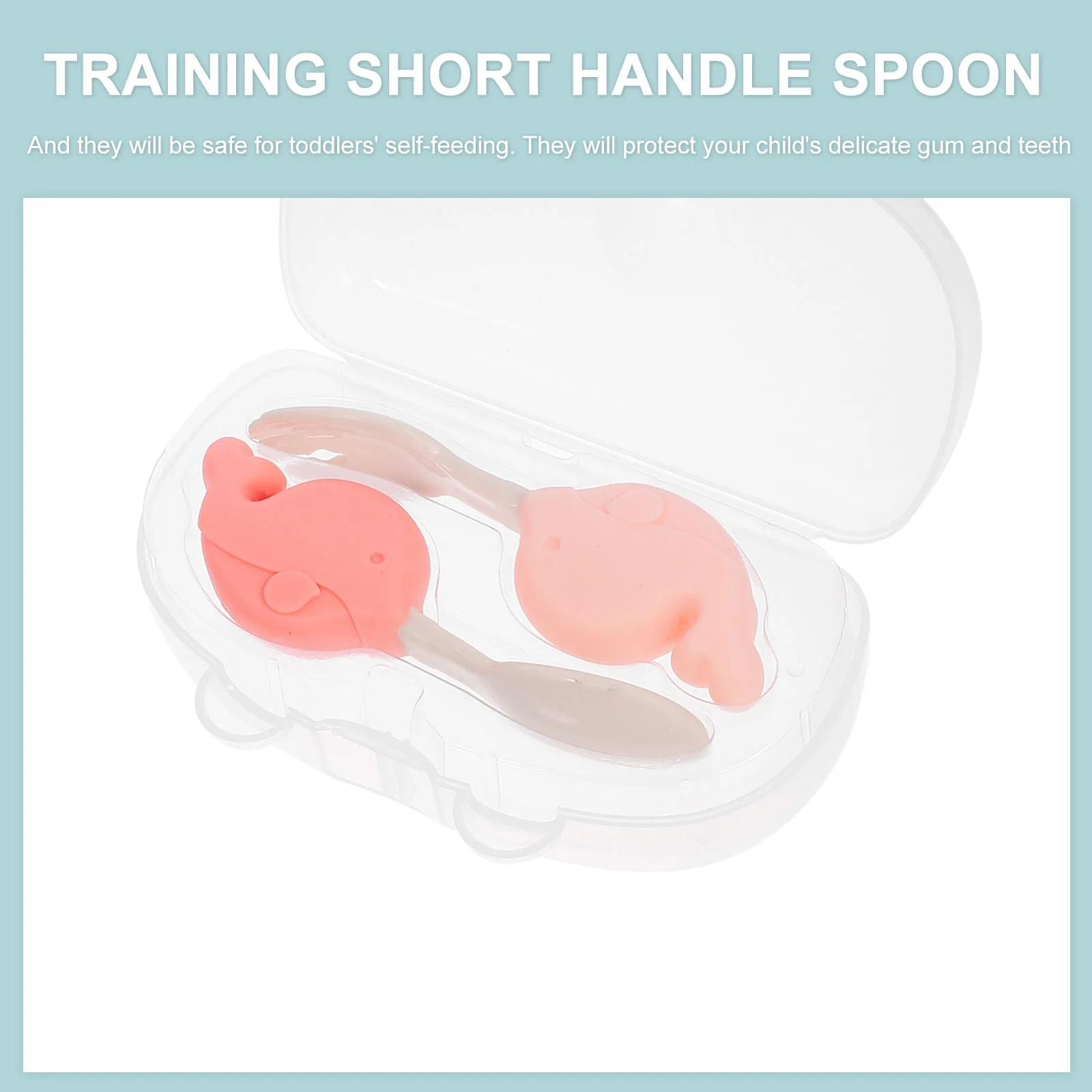 

2 set Baby Forks Spoons Toddler Training Cutlery Short Handle Kids Complementary Food Set Safe Easy