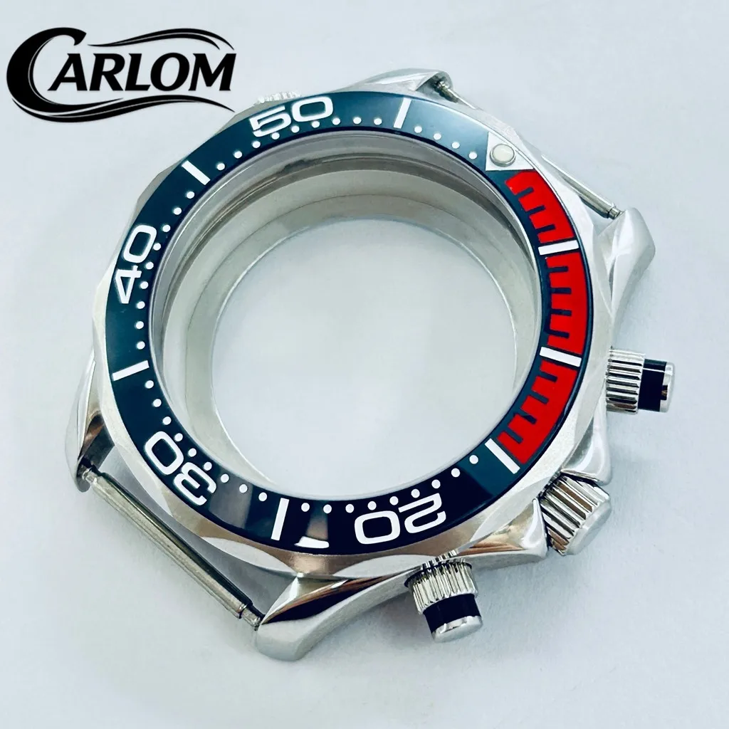 41mm VK Watch Case For VK63 VK64 Movement Sapphire Glass Multy-functional Quartz Chronograph Case Watch Parts Black Blue Bezel