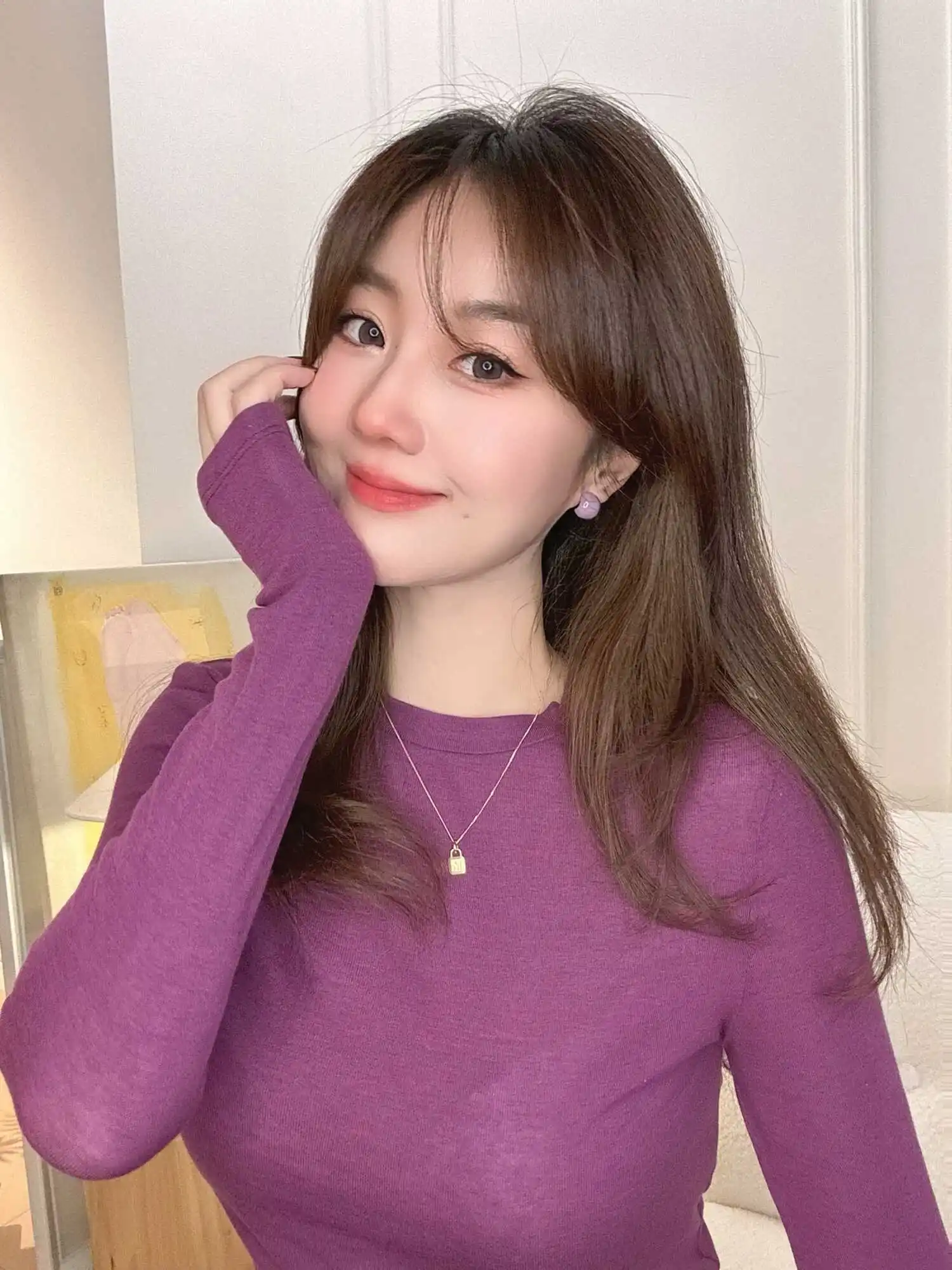 

Женская приталенная футболка Cao Daman с длинным рукавом и круглым вырезом, базовый слой, повседневная, осенняя, модная