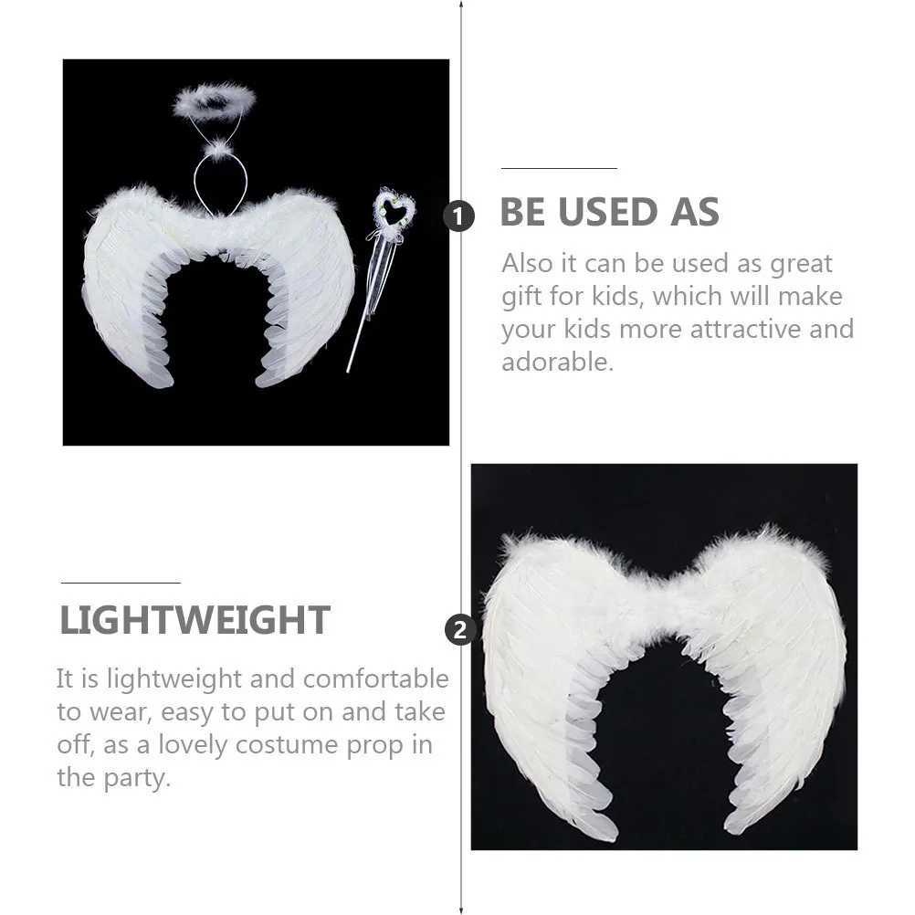 

1pc Wings Angel Plume Wing Christmas Halloween Party Costume Prop Stage Performance Decorative Wing Accessory