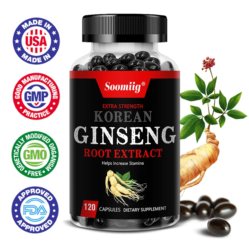 Korean Ginseng Root Extract, for Men and Women, Replenishes Energy, Stamina and The Immune System, Helps with Focus, Strength