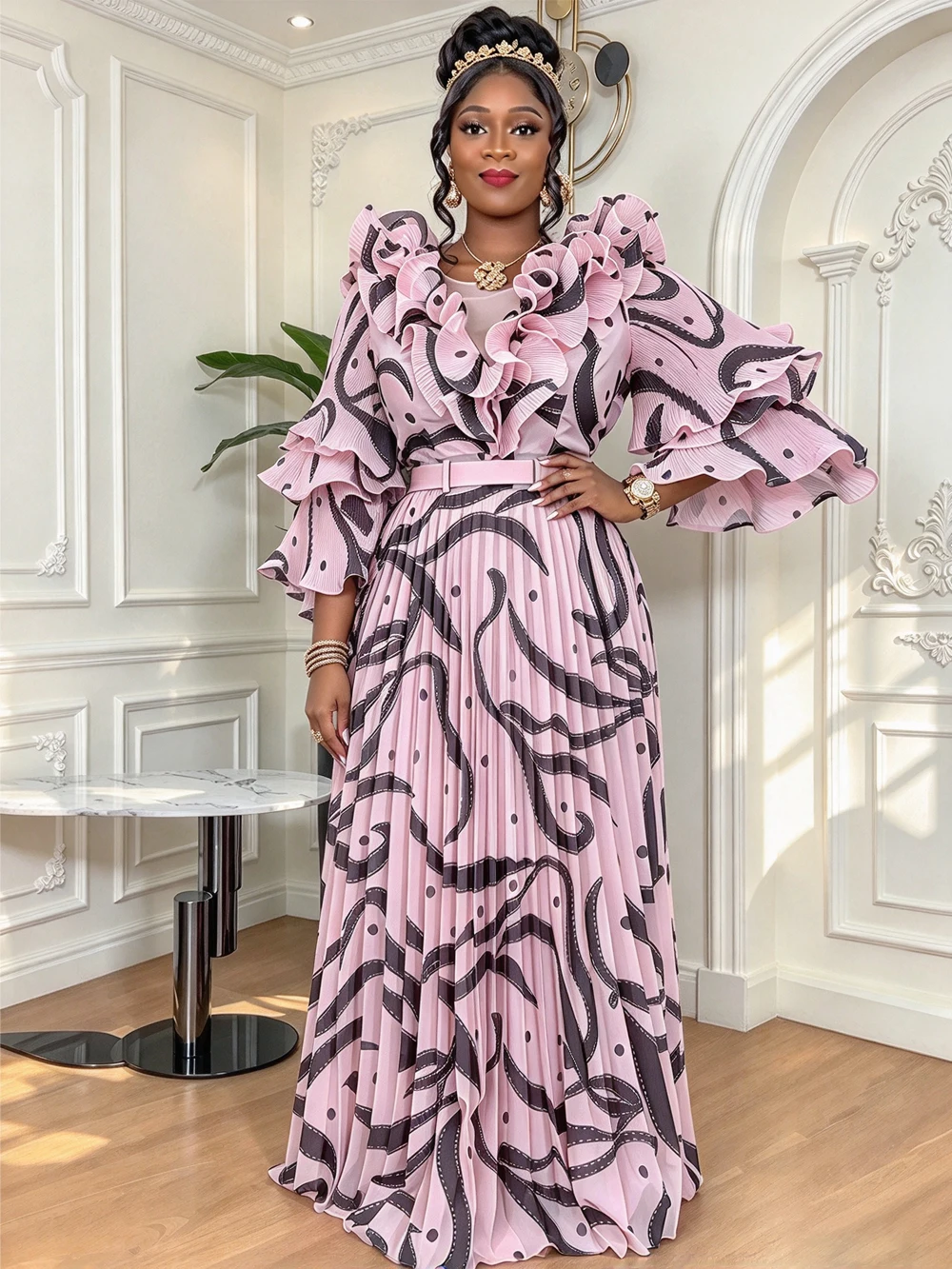 2026 Summer Chiffon Dresses For Women African Ankara Dashiki Ptint Outfits Party Prom Evening Gown Elegant Ladies Birthday Dress